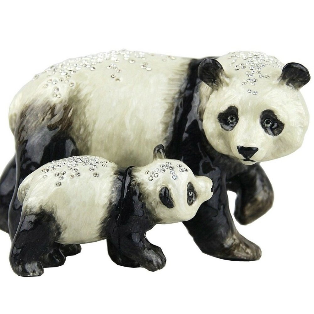 JAY STRONGWATER BAI YUN & SU LIN PANDA MOTHER & CHILD SWAROVSKI $2500 NEW BOXED